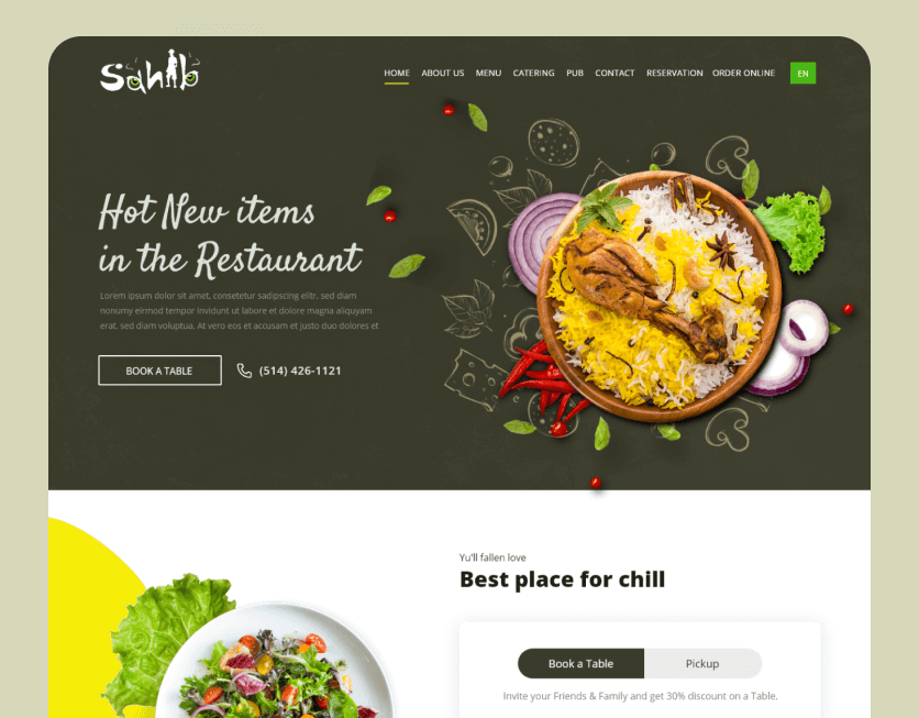 Sahib Restaurant Website